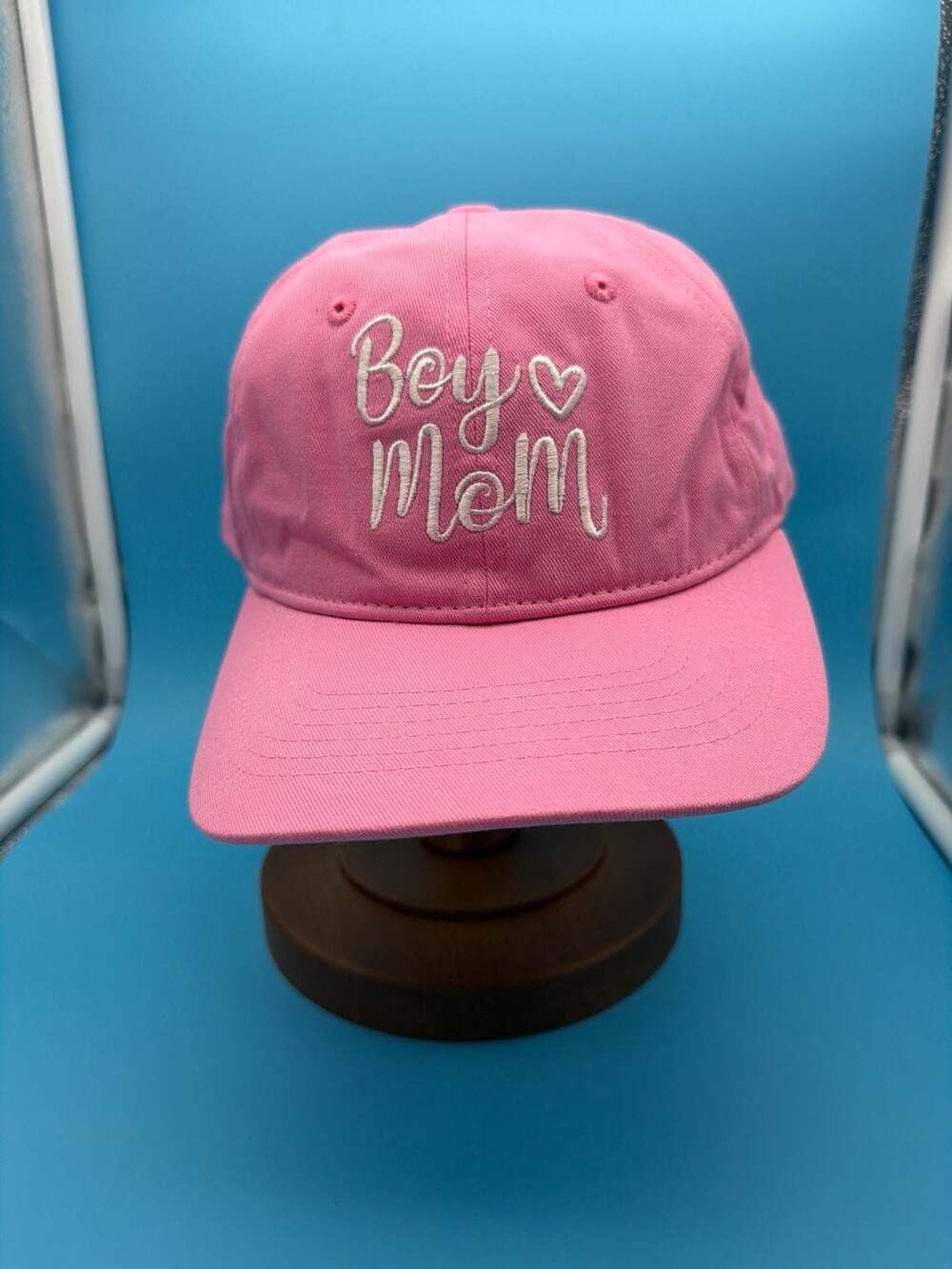 Kbethos Boy Mom Embroidered Pink Baseball Cap Adjustable Hat